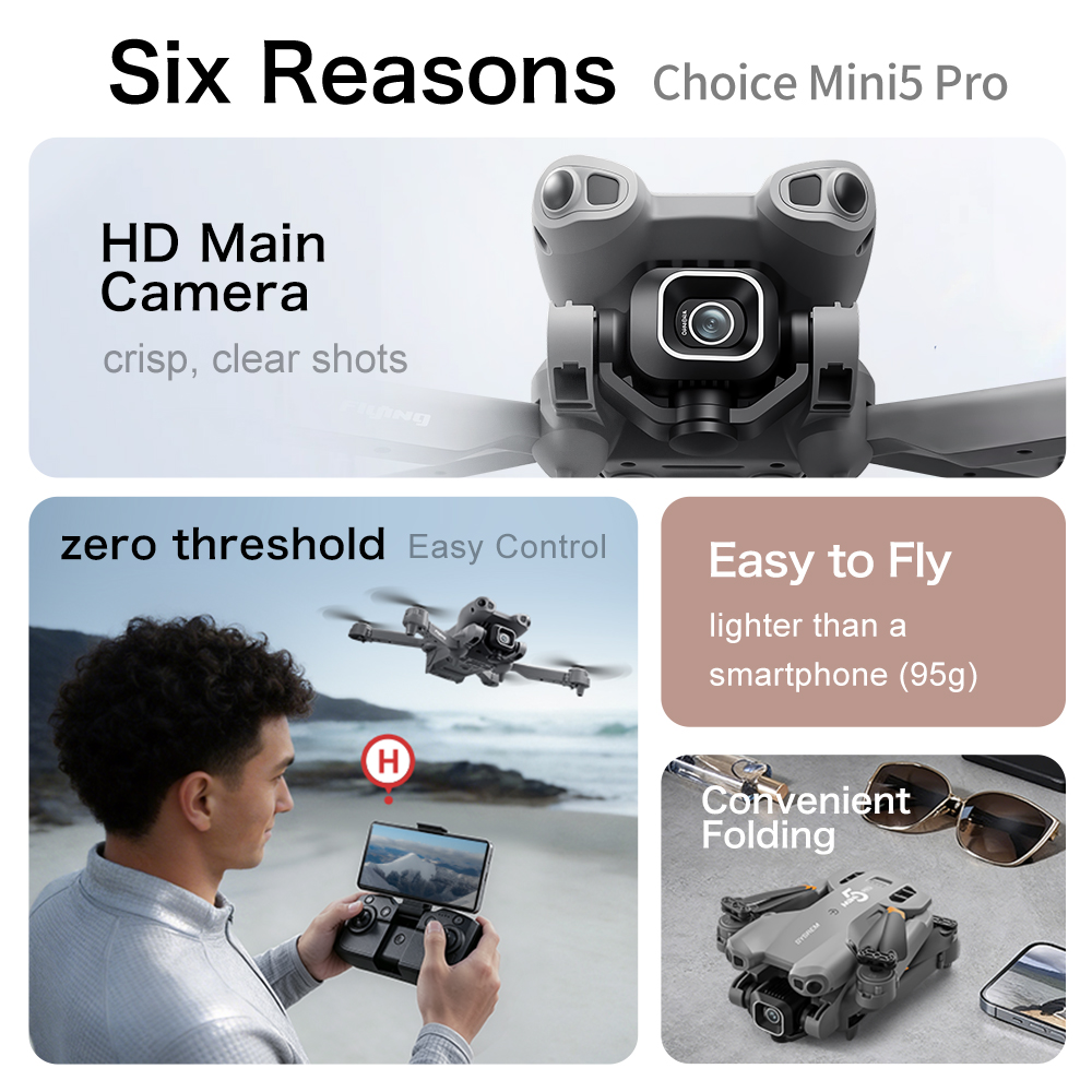 Mini Dron 5 Original 8K HD con - Drone Camera Vlog reseña y precio